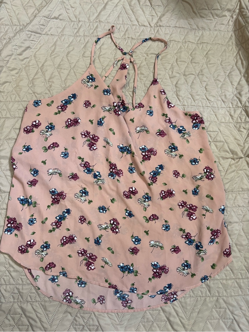 Zenobia Pink Floral Strappy V-Neck Cami